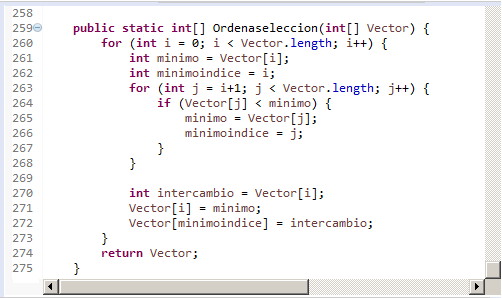 Selección. Algoritmo de ordenación en Java